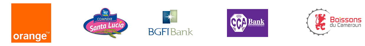 Nos partenaires : Orange, Santa Lucía, BGFIBank, CCA Bank, Boissons du Cameroun